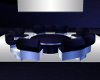 round sofa darkblue silv