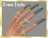 Green Nails Gold Rings