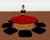 Red Wooden Round Table