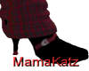 MK Blk Boots Red Plaid