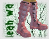Pink Combat Buckle Boots