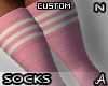 !A Pink White Thigh Sock