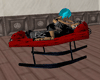 red couple rocking bed