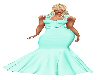 *F TEAL FLOWER DRES