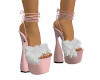 Pink & White Fuzzy Heels