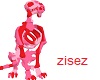 red pink skeleton dog