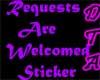 request welcomed sticker