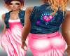 Jean vest and Pink Dress
