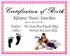{DS} Birth Certificate