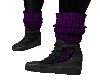 PURPLE KNIT&LEATHER BOOT