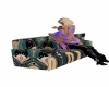 teal patern sofa w  pose