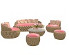 Pink Wicker Sofa Set