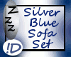 !D Silver Blue Sofa Set
