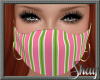 Pnk & Green Striped Mask