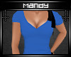Blue V-Neck Tied Top