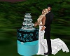 Teal/black wedding cake