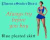 Blue pleated mini skirt