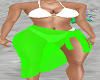 White Bikini Green Skirt