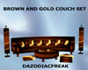 Brown and Gold Couch Set