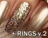 ! Gold Nails + Rings v.2
