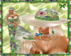 Hat ivory jewel green