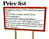 Price List Sign Board
