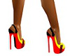 black yellow red heels
