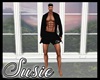 Men's Black Satin Robe