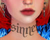 sinner, neck tattoo.