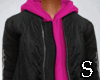 S. Pink dress+black coat