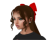 brown hair red bow