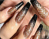 Black-Gold Long Nails