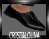 Black leather flat shoes