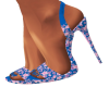 Blue Pink Flowers Heels