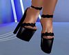 Black Bow Trim Heels