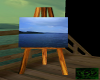 (B) easel with picture