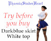 Darkblue skirt White top