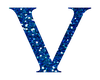 Blue Glitter Letter V