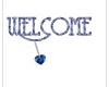 Blue Welcome w/2 Hearts