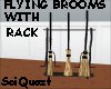 3 Flying Brooms w Rack