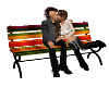 Garden couple kiss bench