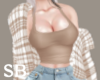 Beige Fuzzy Plaid Coat