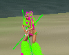 2 pink & green rave rods
