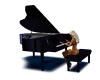 blu piano with music