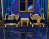 [AA] Gold&Blue Sofa Set