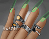 V. Green Nails + Rings