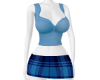 KDW Blue Plaid Skirt Set