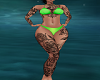 Green bikini w/tatts