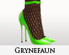 Pra green fishnet heels