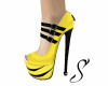 Yellow bow stilettos